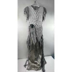Spirit‎ Halloween Costume Child XL (14-16) Silver Zombie Bride Faux Blood Stains
